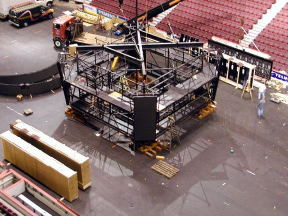 Construction of new ProAd advertising boards during the sports season