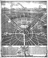 Historical view of Karlsruhe Palace and Palace Garden around 1739