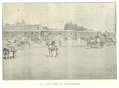 Historic black and white photograph of the first train to Johannesburg in 1892