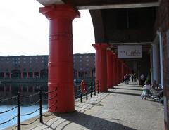 Albert Dock Liverpool waterfront with buildings and boats