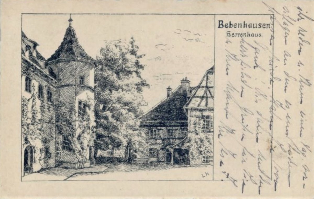 Bebenhausen Herrenhaus illustrated postcard by E. Mauthe