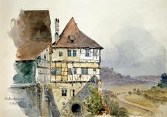 Timberframe buildings on the wall of Bebenhausen Monastery near Tübingen