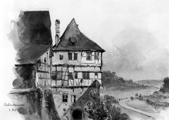 Timberframe buildings on the wall of Bebenhausen Monastery near Tübingen