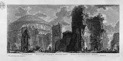 Ancient architectural drawing of a large classical building with columns and arches