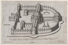 Ancient Roman Baths of Agrippa detailed architectural print