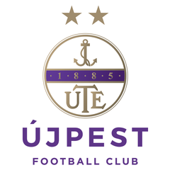 Újpest FC logo in purple and white with a shield shape