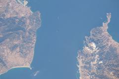 View of Earth from International Space Station showing Strait of Gibraltar, Ceuta, Tanger Med, and Fnideq