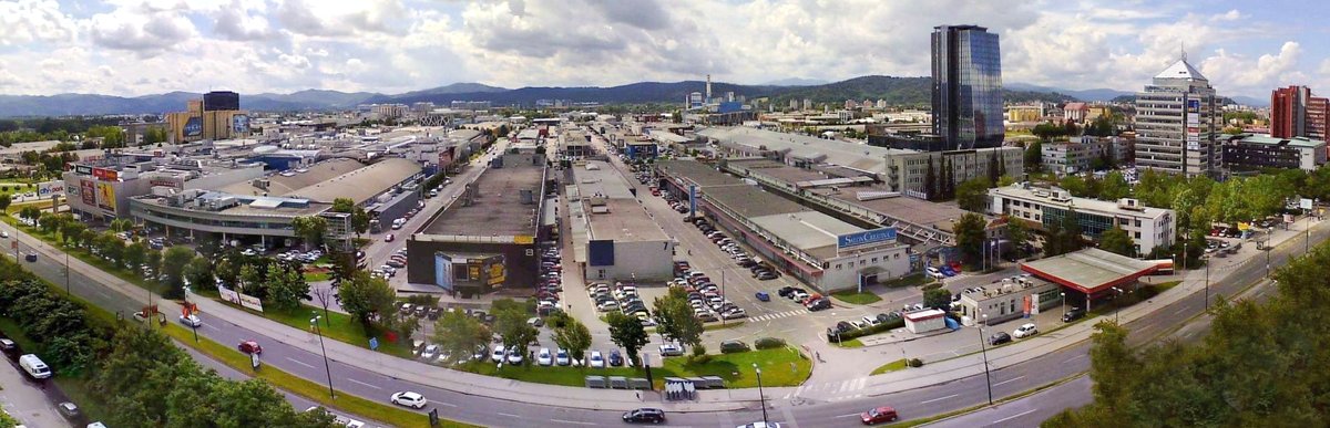 Panoramic view of BTC City Crystal Palace in Ljubljana, Slovenia
