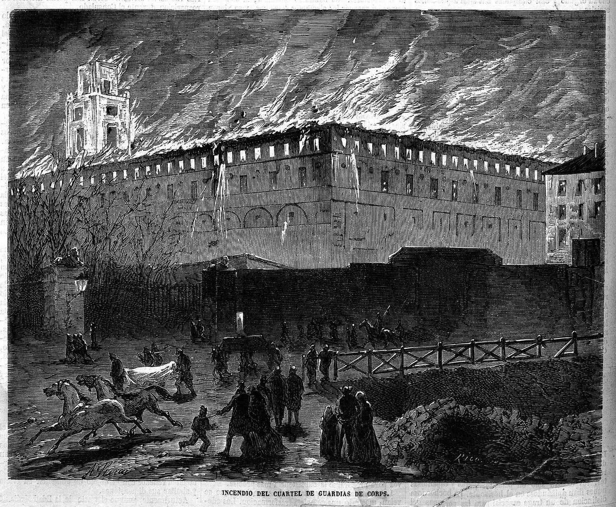 Fire at the Guardias de Corps Barracks in Madrid, 1869