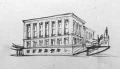 Preliminary sketch by Marcello Piacentini for the design of the National Museum of Magna Grecia in Reggio Calabria