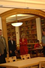 Secretary Gale Norton speaking at University of Denver event with audience