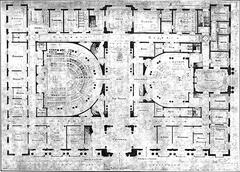 Blueprint of the Legislative Palace of Peru drawn in 1908