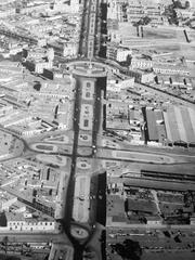 Aerial view of Avenida Alfonso Ugarte and Plazas Unión and Dos de Mayo in Lima during the 1940s