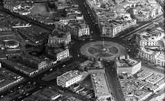 Aerial view of Plaza Bolognesi in 1960 showing urban landscape and surrounding buildings