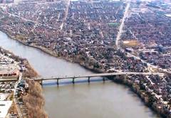 Aerial view of Rivière des Prairies at Montréal-Nord