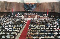 Indonesian President Suharto delivering his sixth inauguration speech at the People's Consultative Assembly General Session in 1993
