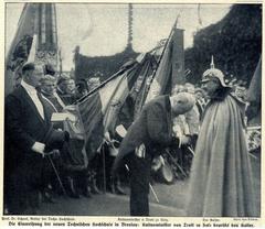 Inauguration ceremony of the new Technical University in Breslau in 1910 with August von Trott zu Solz welcoming German Emperor Wilhelm II, with Rector Prof. Dr. Rudolf Schenck on the left