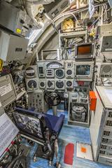USS Dolphin AGSS-555 diving plane control station interior view
