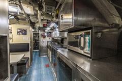 USS Dolphin AGSS-555 submarine mess area starboard side viewed from aft