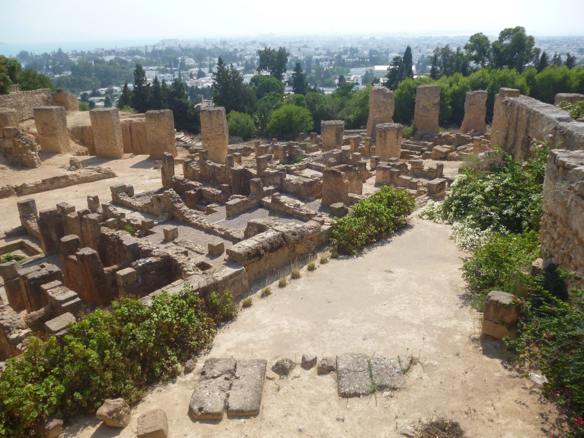 Archaeological Site of Carthage ruins in Tunis Governorate Tunisia under clear blue sky