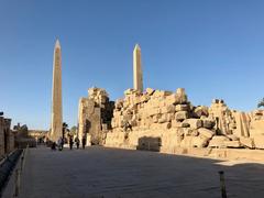 Karnak Temple in Luxor, Egypt with its iconic ancient Egyptian pylons and obelisks