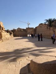 Karnak Temple Complex entrance with large pylons and ancient Egyptian hieroglyphs in Luxor Egypt
