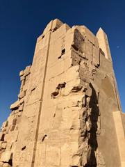 Karnak Temple complex in Luxor, Egypt showing ancient temple ruins and large columns