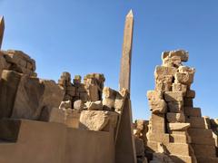 Karnak Temple Central Crossing in Luxor Egypt with ancient Hypostyle Hall and towering obelisks