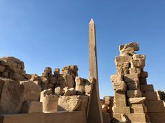 Karnak Temple Central Crossing with hypostyle hall and ancient Egyptian columns in Luxor Egypt