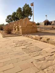 Avenue of Sphinxes at Karnak Temple in Luxor, Egypt with rows of ancient sphinx statues lining the pathway