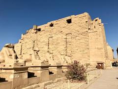 Ancient Karnak Temple with Sphinx-lined walkways in Luxor, Egypt