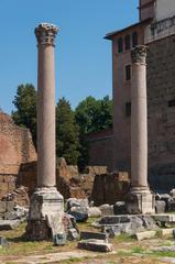 Two ancient columns of Basilica Aemilia in Forum Romanum Rome Italy