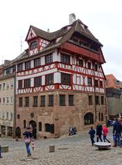 Front view of Albrecht-Dürer-Haus at Tiergärtnerplatz in Nuremberg, Germany