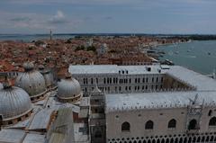 Aerial view of the Island City of Venice, Italy with its canals and buildings