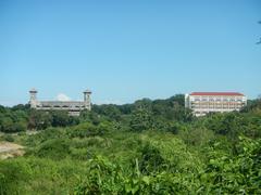 Aerial view of Barangays Burol I, Burol II, Burol III, and Burol Main in Dasmariñas City showing landmarks including De La Salle University – Dasmariñas and Santa Maria Euphrasia Parish Church