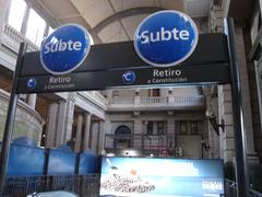 Metrovías signage at one of the two main entrances to Retiro station on Buenos Aires Subte Line C
