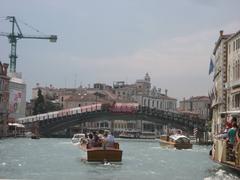 Scenic canal view with gondolas and historic buildings in Venice Italy