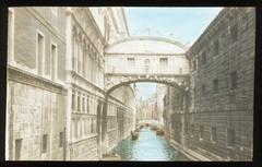 Venice Bridge of Sighs, enclosed stone bridge connecting New Prison to Doge's Palace over Rio di Palazzo