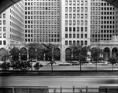 North front elevation of the General Motors Building in Detroit showcasing detailed architectural features
