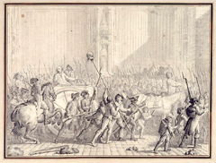 L'intendant Berthier de Sauvigny recognizing the head of Foulon on July 22, 1789, historic French revolutionary print