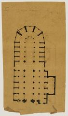 Architectural drawing plan of Saint-Merry Church in Paris, detailed by Lèbe-Sigun in 1861