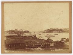 Port and island view from Arsenal with docks and boats