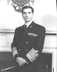 Formal portrait of young Mohammad Reza Shah Pahlavi of Iran in full military dress