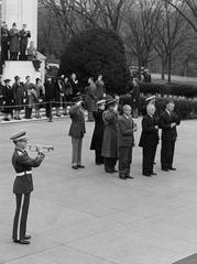 President Harry Truman and Prime Ministers Clement Attlee and Mackenzie King at the Tomb of the Unknown Soldier