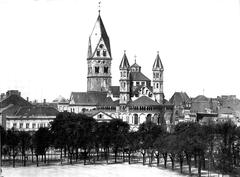 Historic view from Neumarkt square to St. Aposteln church in Cologne 1899