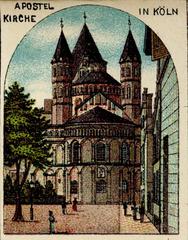 Exterior view of St. Aposteln Church in Cologne with clear sky