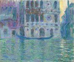 The Palazzo Dario oil painting by Claude Monet depicting a Venetian palace with vibrant colors and impressionist brush strokes