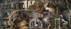 Mural depicting the automotive industry at Detroit Public Library