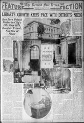 Front page of Detroit Free Press from October 12, 1924 featuring Detroit Public Library article