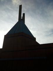Silhouette of Clifton Cathedral exterior at dusk